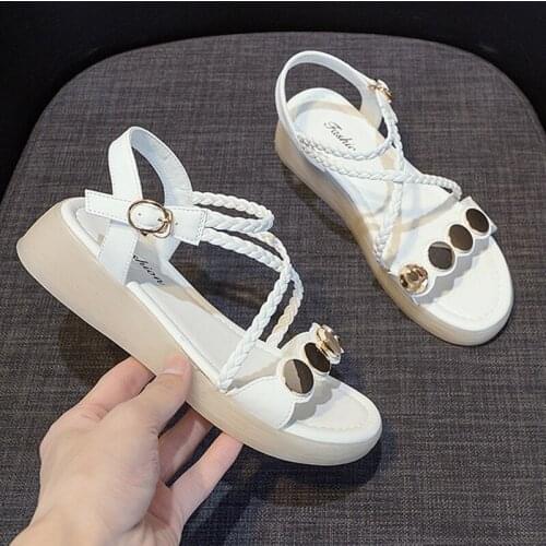 LAASIMI Wedges Sandals for Women Summer Fashion Gladiator Shoes Woman Genuine Leather Casual Footwear Soft Bottom Solid Shoe