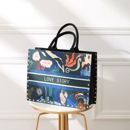 Bags for Woman 2021 Large Big Stripe Handbags Women Zipper Shopping Bag National Wind Printed Canvas Tote Casual Beach Bags