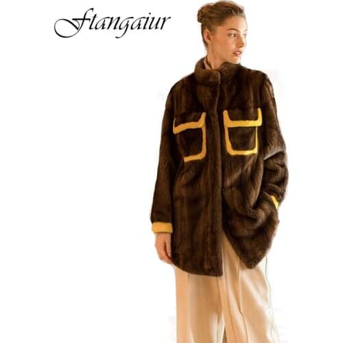 Fang Tai Fur 2019 Winter Women Velvet Mink Coat Mandarin Collar Patchwork classic Mink Coats Womens Medium Real Mink Fur Coats