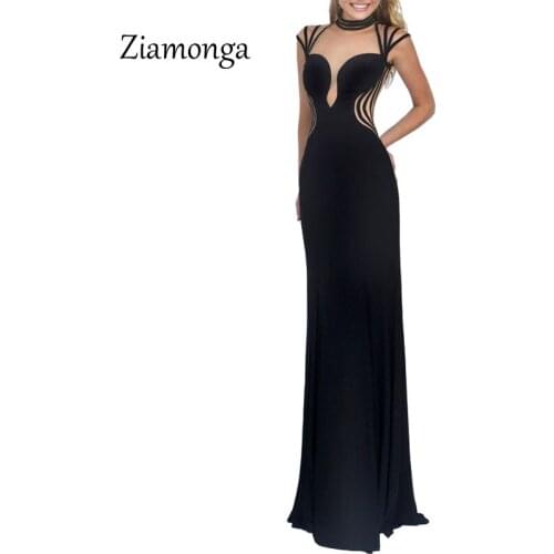Ziamonga Women Elegant Backless Floor Length Mermaid Maxi Long Dress Robe Femme Vestido Longo Bodycon Evening Party Maxi Dresses