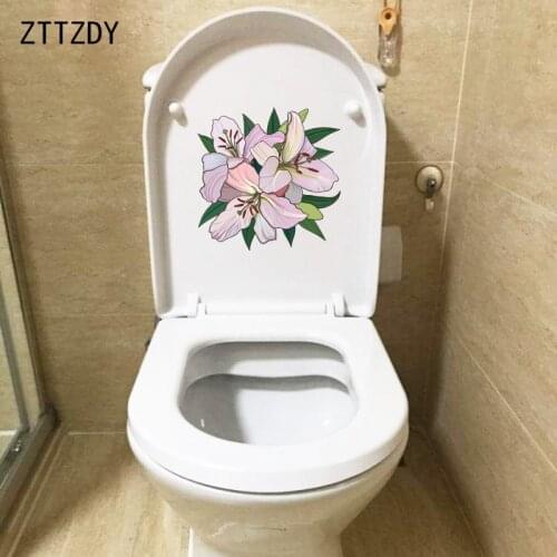 ZTTZDY 21.3*21.5CM Creative Hand Drawn Lily Toilet Sticker Cartoon Bedroom Wall Decal Decoration T2-0592
