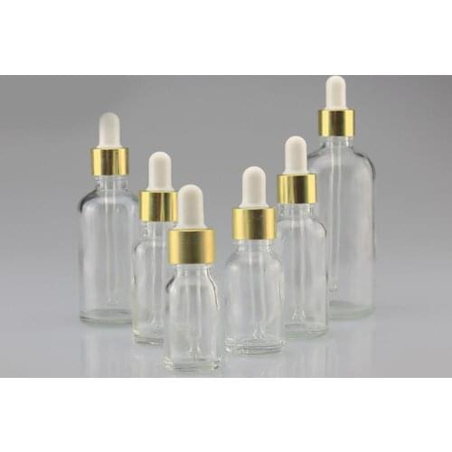 1pcs 5ml-100ml Transparent Glass Reagent Liquid Dropper Bottle Empty Cosmetic Packaging Container Vials Essential Oil Bottles