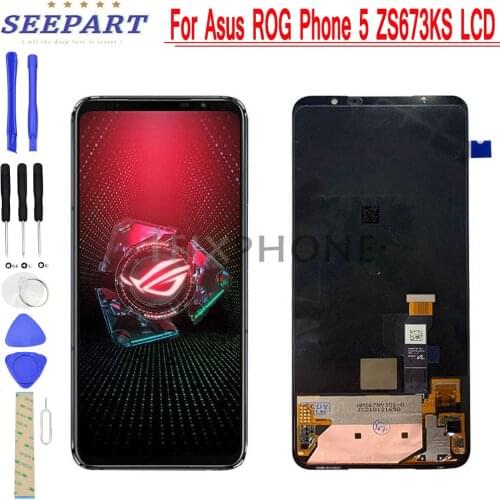 100% Tested For Asus ROG Phone 5 ZS673KS LCD Display Touch Screen Digitizer Assembly Replacement Parts For ASUS ZS673KS LCD