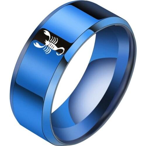 12 Zodiac Ring Aries Taurus Gemini Cancer Virgo Libra Scorpius Sagittarius Capricornus Wedding Stainless Steel Rings