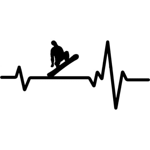 16.6CM*7.7CM Binding Grab MAN Snow Board Heartbeat Decal Vinyl Black/Silver Car Sticker C22-1244
