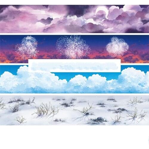 4 Pcs/lot Sky Cloud Fireworks Snow Scenery Text Decorative Washi Tape