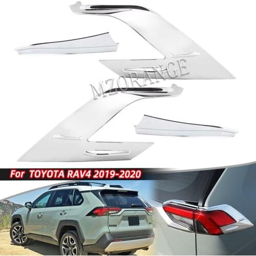 4Pcs For Toyota RAV4 2019 2020 Carbon Fiber Rear Back Lamp Tail Light Cover Trim Chrome Accessories car light parts
