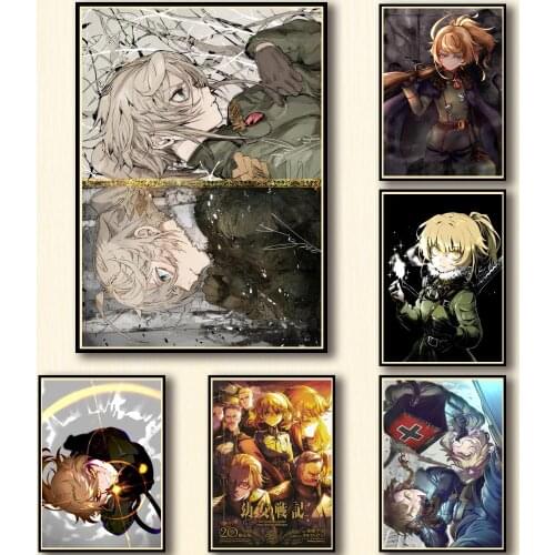 50 Designs Anime Saga of Tanya The Evil Whitepaper Poster Artwork Fancy Wall Sticker for Coffee House Bar