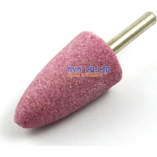 10 Pieces 25x45mm Bullet Mounted Point Pink Aluminum Oxide Abrasive Grinding Stone Bit 6mm Shank