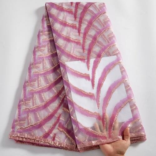 African Lace Fabric 2021 High Quallity Gold Jacquard Bronzing Decal Frence Tulle Embroidery Fabrics Dresses For Women PartyA2531