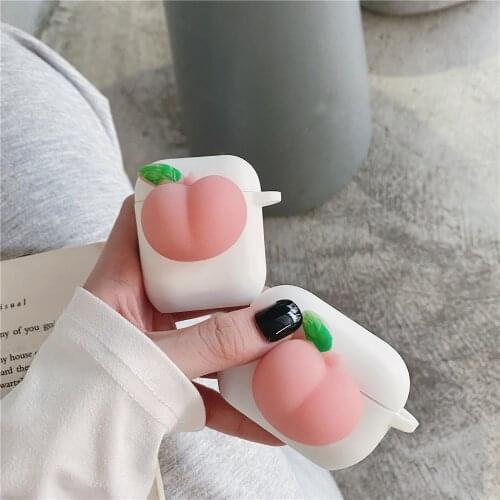 Fashion 3D silicone Peach butt Pinch Earphone Case For AirPods 3 2 1 Pro Wireless bluetooth skin Cover Cute Squishy Pink Peach