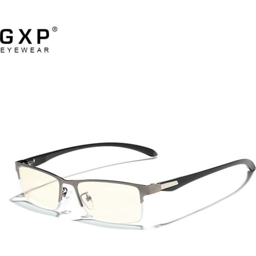 GXP Fashion TR90 Alloy Glasses Frame Business style Male Blue Light Blocking Lens Ultralight Eye Myopia Prescription Eyeglasses