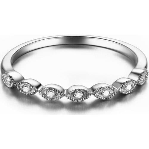 HELON Solid 14K AU585 White Gold Pave 0.1ct Natural Diamonds Elegant Trendy Fine Jewelry Engagement Wedding Diamond Ring