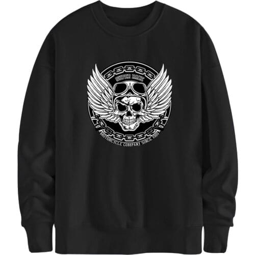 Fleece Skull Print Mens Sweatshirts Hoodies Harajuku Clothing Male 2020 Brand Tracksuits Breathable O Neck Moletom Masculino