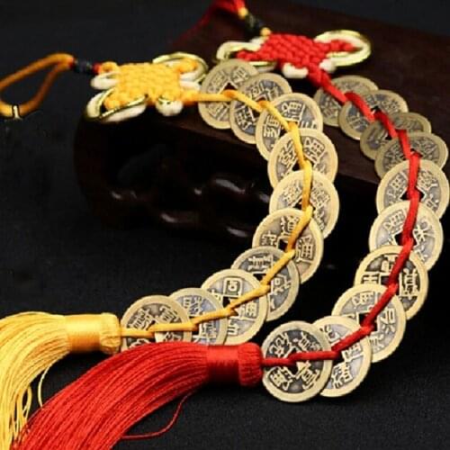 Chinese Knot Feng Shui Lucky Wealth 3/6/8/9/10 Coins For Home Car Hanging Tassel