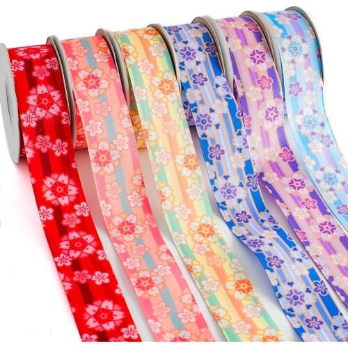 Beauty Japanese Flower Ribbon Print Kimetsu No Yaiba Butterfly Grosgrain Ribbon 5 Yards for DIY Sewing & Hair Bow Accessories