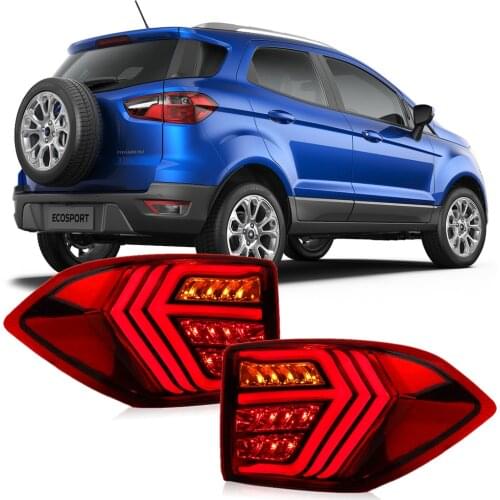 Red LED Rear Tail Light Assembly for Ford EcoSport 2013 2014 2015 2016 2017 2018 2019 Stop Brake Lamp with Dynamic Turn Signal