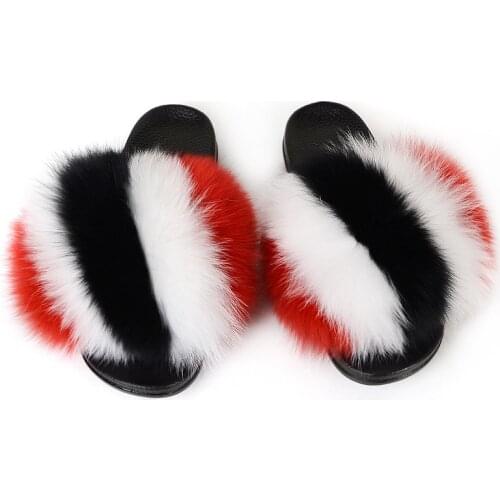 Fur Slippers Women Summer Fashion Casual Flip Flops High-End Fur Fluffy Plush Cute Outdoor Ladies Flat Sandals