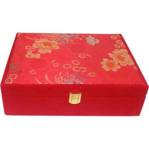Multifunction Chinese Style Red Velvet Jewelry Box Case Bangle Organizer