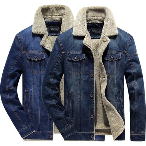 2021 Men Winter Fashion Cowboy Jacket Trendy Warm Fur Liner Denim Thick Jacket Top Coat Mens Jean Jackets Outwear Male Plus 5XL