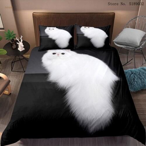 Cat Duvet Cover Sets 2/3 Piece Cartoon Quilt Cover Queen King Bedclothes Christmas Gift Bedding Sets Pillowcase Girl Bedding Set