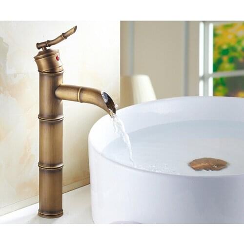 New style bamboo brass basin faucet for bathroom hot and cold water