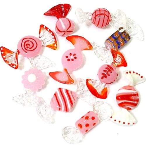 Custom Creative Murano Pink Glass Sweets Candy Craft Ornaments Home Desktop Christmas Valentines Day Wedding Decor Accessories