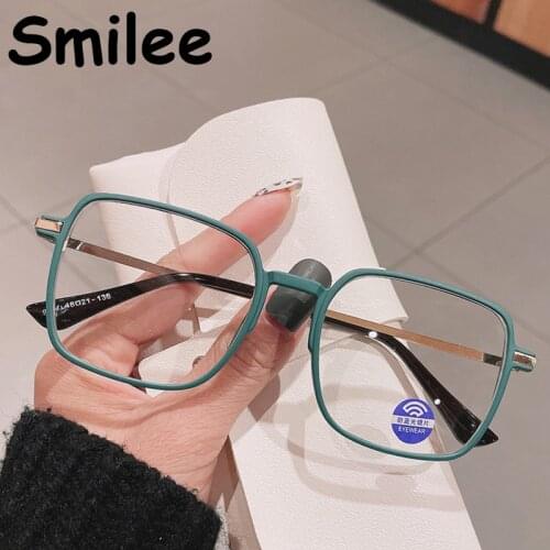 Fresh Green Square Eye Glasses For Women Luxury Brand Fashion Anti Blue Light Computer Glasses Clear Lens Big Optical Spectacles