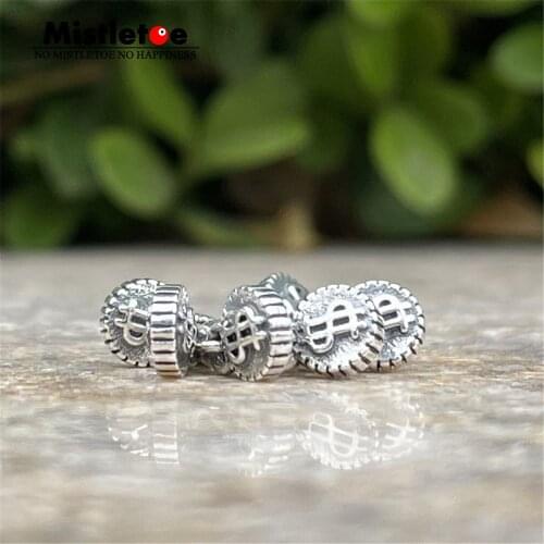 Mistletoe 925 Sterling Silver Good luck EUR Spacer Charm Bead European Jewelry
