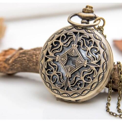Wholesale 10 PCS/lot Bronze antiques Chinese section Fashion quartz Good quality Necklace pocket watches