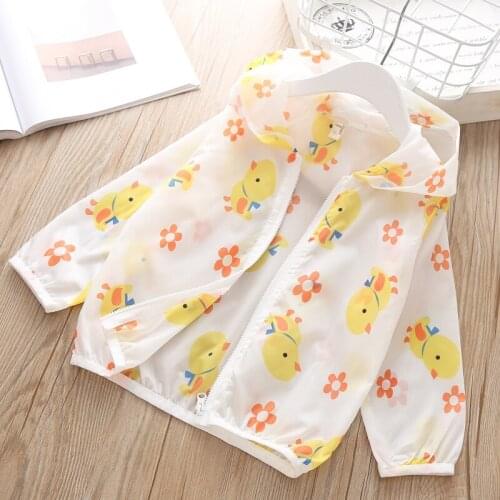 Girls Summer Thin Coat for Girl Cartoon Sun Protection Clothing Breathable Outerwear Children hooded Kids Beach Coats 2-6 years