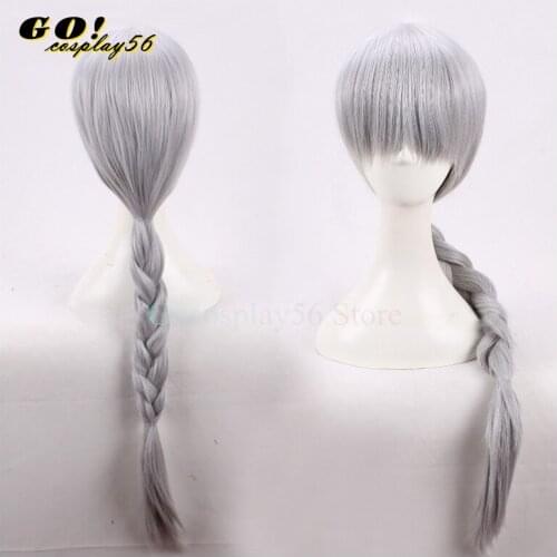 Howls Moving Castle Cosplay Sophie Hatter Long Braids Silver Gray Long Straight Synthetic Hair Adult