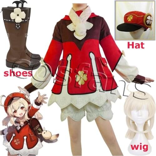 Game Genshin Impact Cosplay Halloween Klee Genshin Impact Klee Cosplay Dress Halloween Klee Cosplay Wigs Ponytails Beige Medium