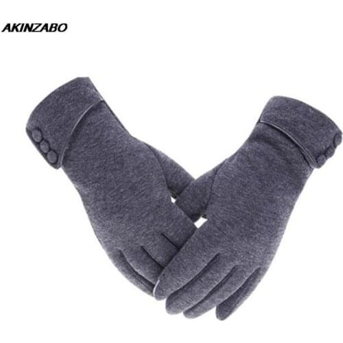 5 Colors Windproof Cashmere Winter Gloves Women Warm Thermal Fleece Fashion Button Womens Gloves Cotton Wool Gloves For Women