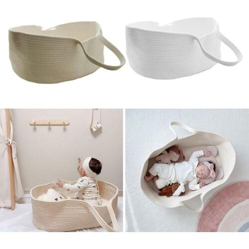 425F Portable Baby Moses Basket Carrier Cotton Rope Woven Crib Newborn Sleeping Bed Cradle Bassinet Nursery Decoration