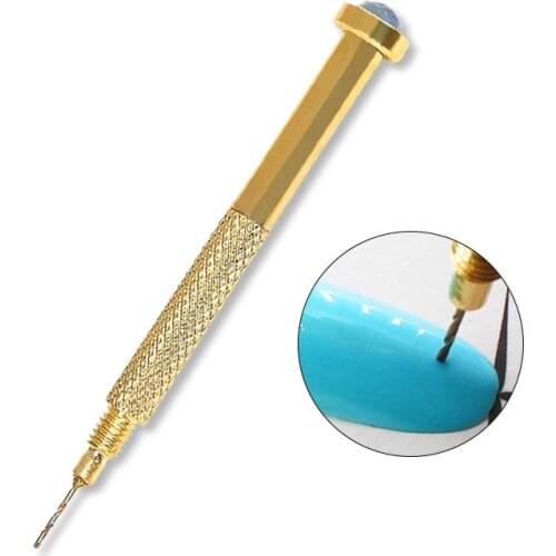 Professional 1pcs Nail Art Hand Drill Hole Maker Dotting Pen Piercing Dangle Tools Manicure Nail Art Tool Random Colors