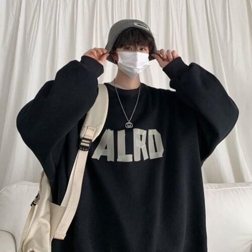Oversized Korean Harajuku Pullover 2021 Hoodie Sweatshirt Men Black White Hip Hop Punk Street Casual Fashion Clothes Men