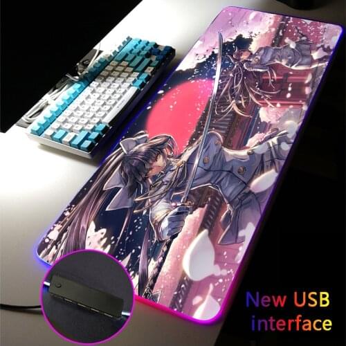 Pink RGB Mouse Pad USB Hub Azur Lane Anime Girl MousePad Carpets Four USB Docking Dock Typec Interface Multi-interface Desk Mat