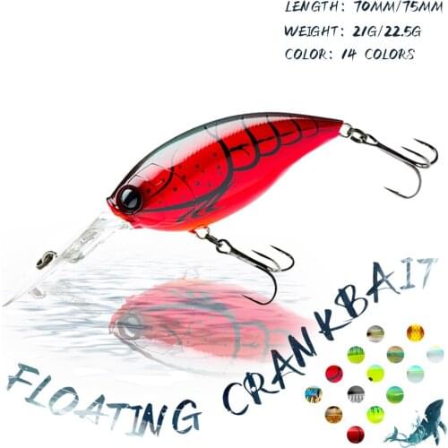 KoKossi 70mm/75mm Fishing Lure Crankbait Artificial Hard Bait Floating Wobblers 3D Eyes Swimbait Fishing Accessories Tackle Tool