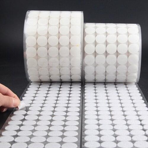 10/15/20/25mm Self Adhesive Fastener Tape White Black Hook Loop Sticker Round Strong Sticker Round Coins Nylon Tape