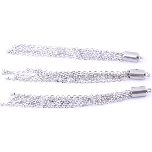 10pcs Stainless Steel Chain Earring Tassels charm For Jewelry Making Supplies Diy Pendant Necklace Accesseories 5x80mm