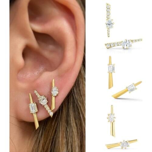 ISUEVA Pendientes Boho CZ Ear 18K Gold Filled Cubic Zircon Stud Earrings For Women Engagement Wedding Fashion Jewelry