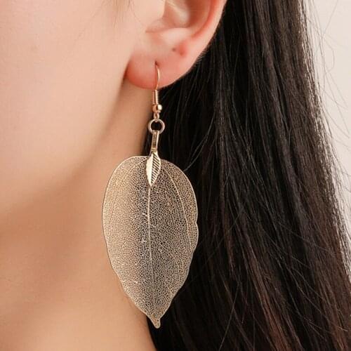 Europe popular new Drop earrings retro leaves earrings fashion temperament big hollow earrings Jewelry for women girls gift