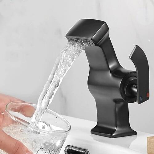 Basin Mixer Faucet Bath Sink Mixer Tap Black Brass Hot and Cold Single Hole Bathroom Faucet Basin Crane Taps Wash Basin Torneira