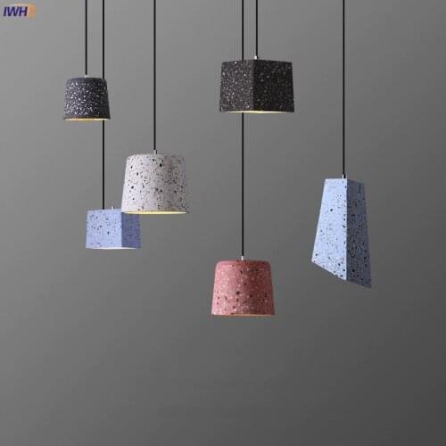 IWHD Nordic Cement Modern Pendant Lamp Home Indoor Lighting Fixtures Dinning Room Cafe 2021 New Style Little LED Pendant Lights