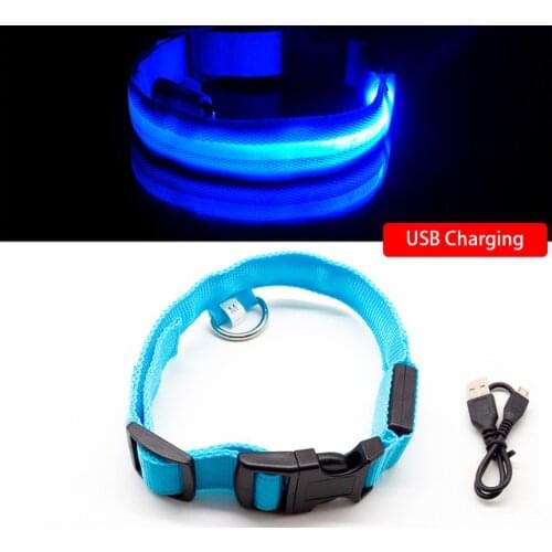 LED Lights Dog Collars Night Safety Anti-lost Flashing Nylon Pet Necklace Glow In Dark Collar for Small Dogs
