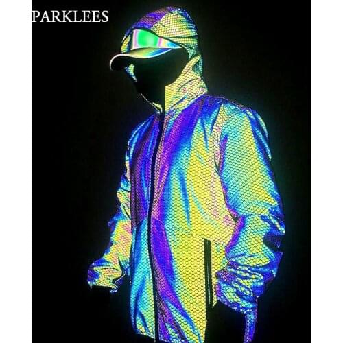 Fish Scales Reflective Jacket Men/Women 2020 Brand Mens Fluorescent Jackets and Coats Casual Slim Hommes Veste Chaquetas Hombre