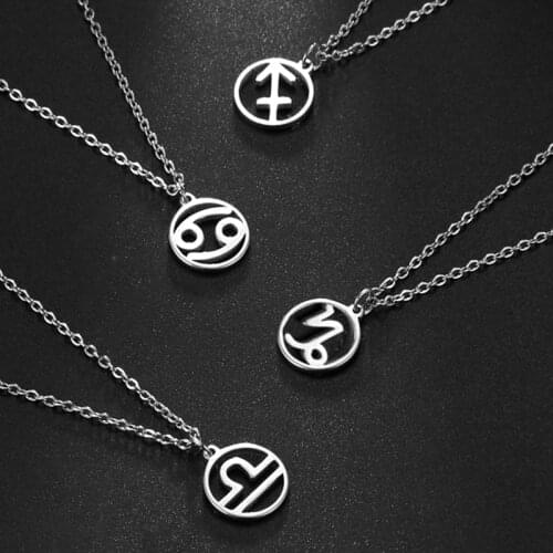 Unift Horoscope Zodiac 12 Constellation Necklace Stainless Steel Jewelry Women Birthday Gifts Astrology Aries Gemini Cancer Leo