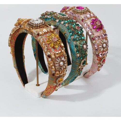 Luxurious Exquisite Embroidery Rhinestone Simulation Pearl Headbands For Women Girls Vintage Wholesale Jewelry Gifts Headband