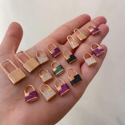 Micro pave cz 5A cubic zirconia women fashion jewelry red blue green white rainbow cz lock earring colorful jewelry